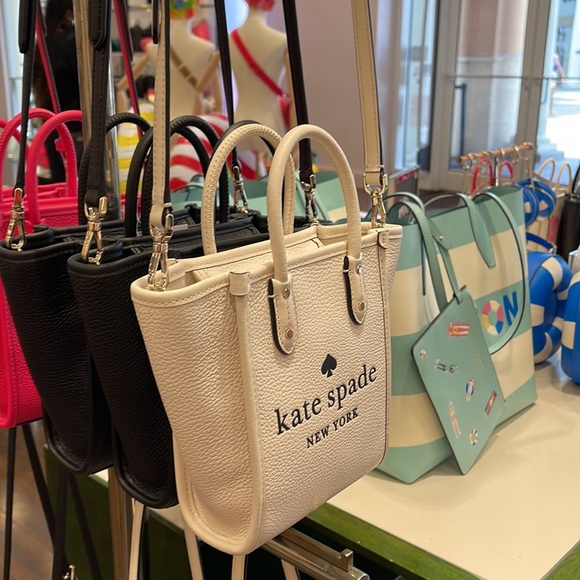 Kate Spade New York Ella Mini Tote Crossbody Pebbled Leather Parchment - Picture 2 of 16